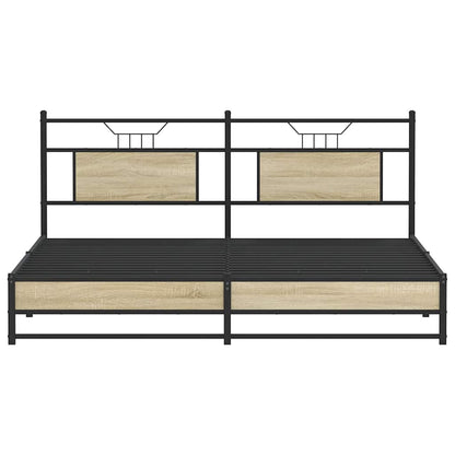 Sonoma Oak Metal Bed Frame - 183x213 cm (No Mattress)