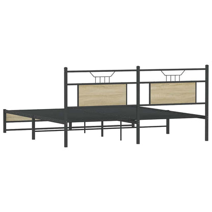 Sonoma Oak Metal Bed Frame - 183x213 cm (No Mattress)