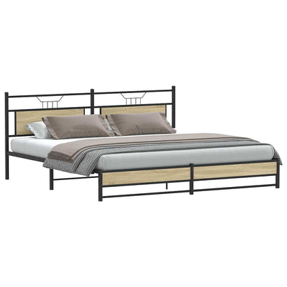 Sonoma Oak Metal Bed Frame 193x203 cm - No Mattress Included