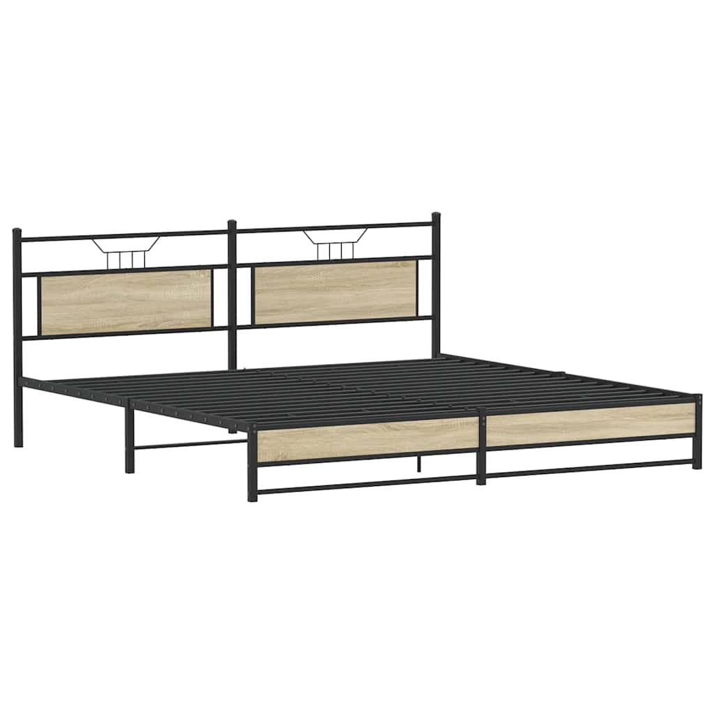 Sonoma Oak Metal Bed Frame 193x203 cm - No Mattress Included
