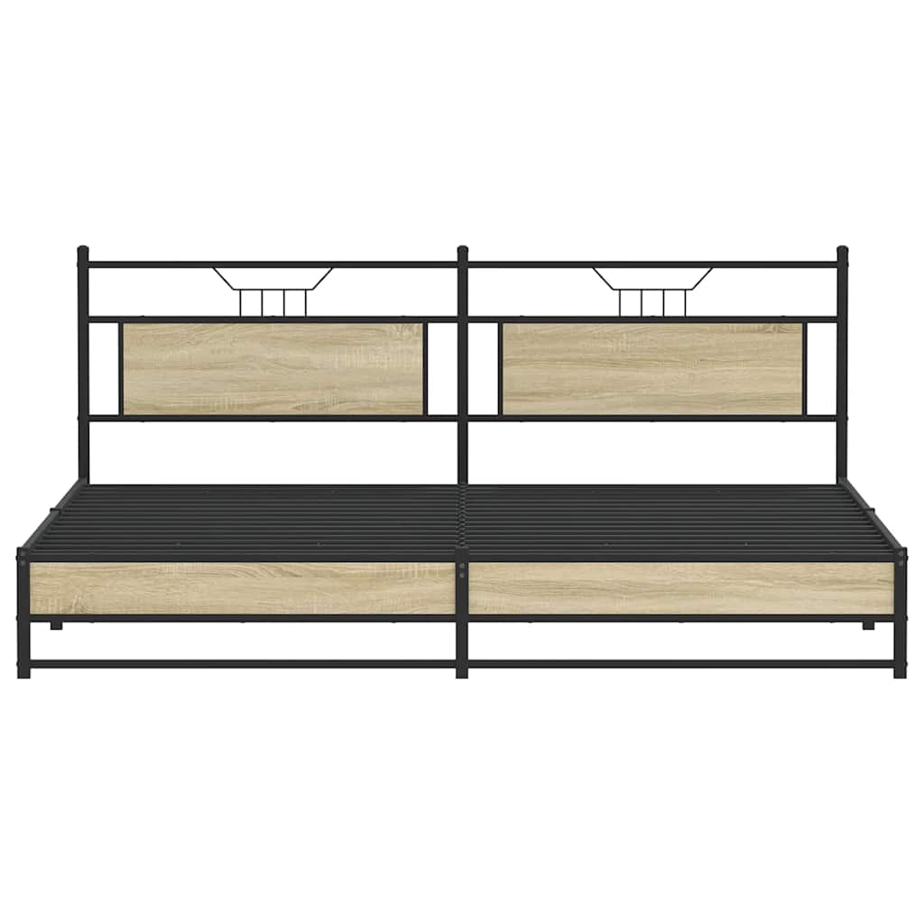 Sonoma Oak Metal Bed Frame 193x203 cm - No Mattress Included