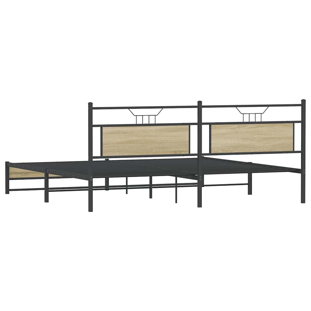 Sonoma Oak Metal Bed Frame 193x203 cm - No Mattress Included