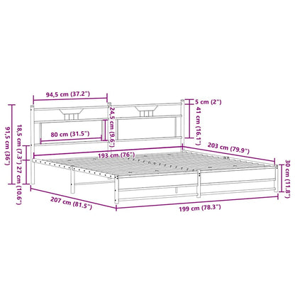 Sonoma Oak Metal Bed Frame 193x203 cm - No Mattress Included