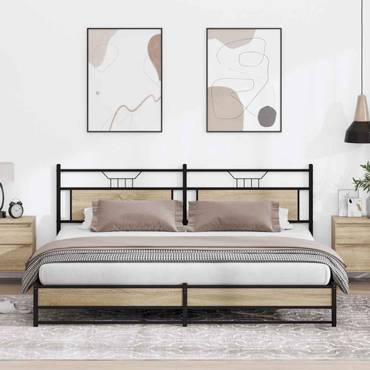 Sonoma Oak Metal Bed Frame 193x203 cm - No Mattress Included