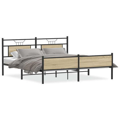 Sonoma Oak Metal Bed Frame - Super King 180x200 cm, No Mattress