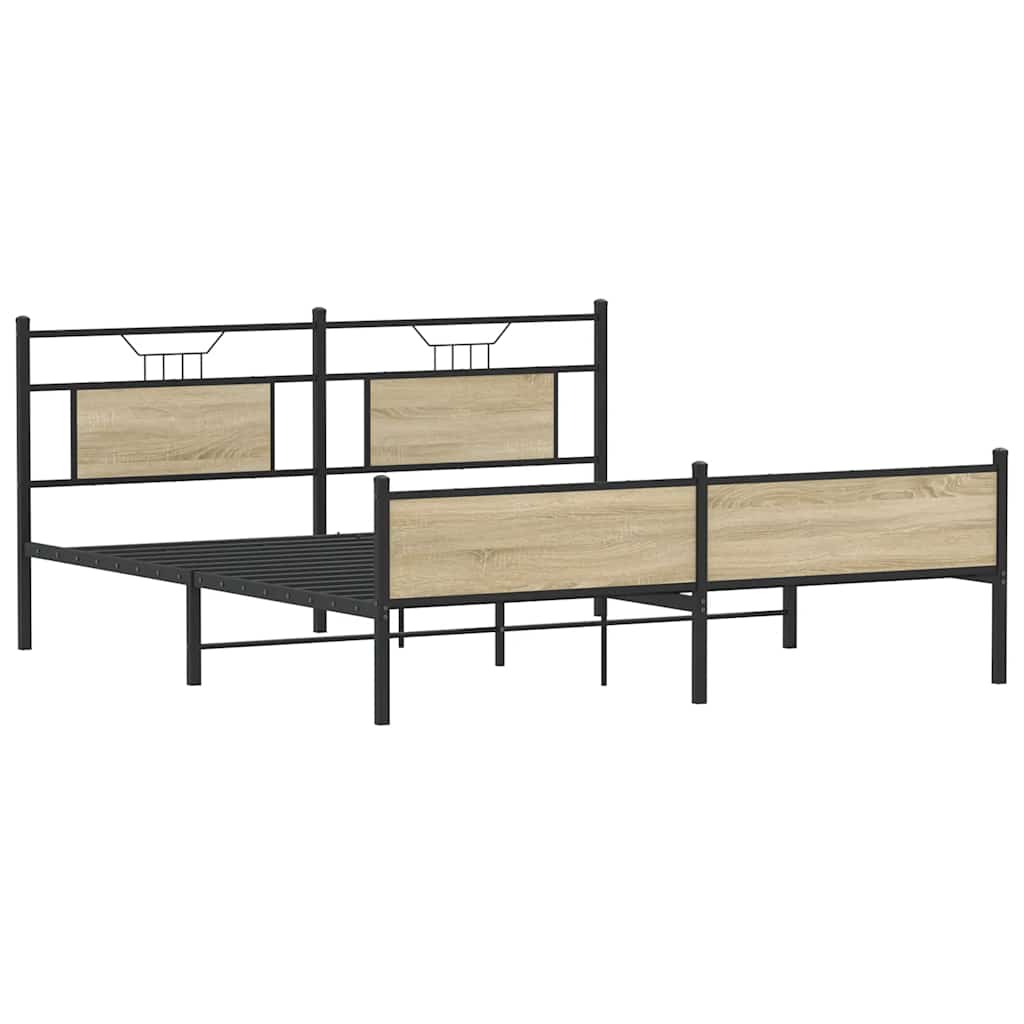 Sonoma Oak Metal Bed Frame - Super King 180x200 cm, No Mattress