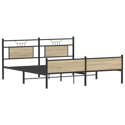 Sonoma Oak Metal Bed Frame - Super King 180x200 cm, No Mattress