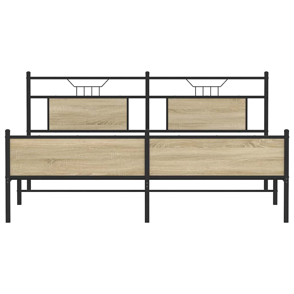 Sonoma Oak Metal Bed Frame - Super King 180x200 cm, No Mattress