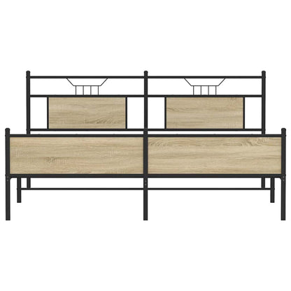 Sonoma Oak Metal Bed Frame - Super King 180x200 cm, No Mattress