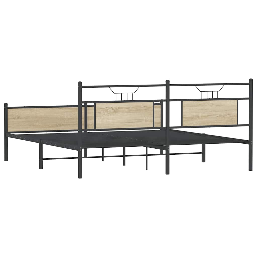 Sonoma Oak Metal Bed Frame - Super King 180x200 cm, No Mattress