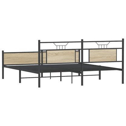 Sonoma Oak Metal Bed Frame - Super King 180x200 cm, No Mattress