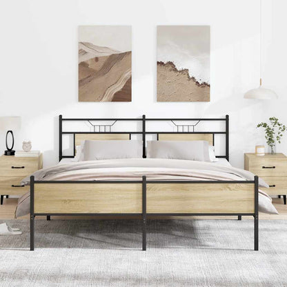 Sonoma Oak Metal Bed Frame - Super King 180x200 cm, No Mattress