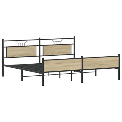 Sonoma Oak Metal Bed Frame 200x200 cm - Sturdy & Stylish Design