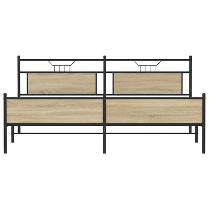 Sonoma Oak Metal Bed Frame 200x200 cm - Sturdy & Stylish Design