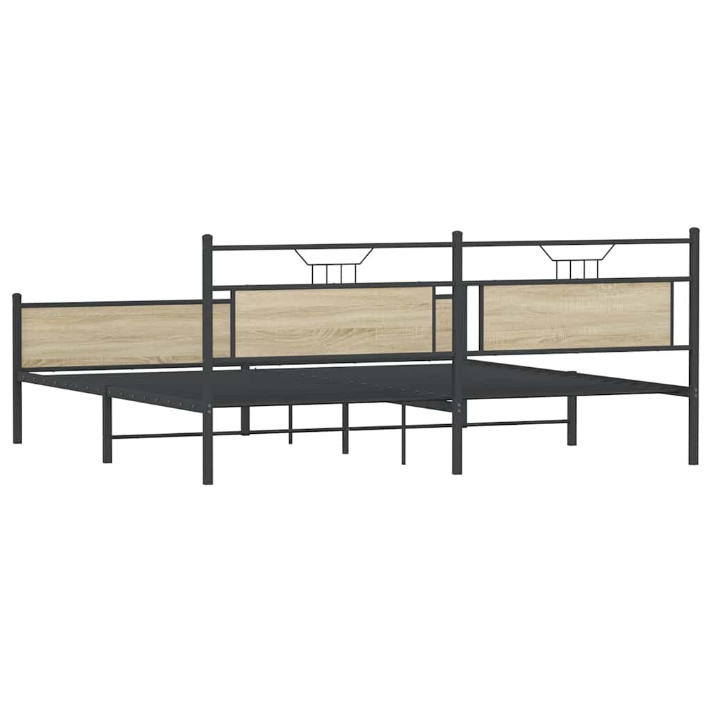 Sonoma Oak Metal Bed Frame 200x200 cm - Sturdy & Stylish Design