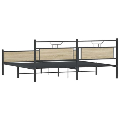 Sonoma Oak Metal Bed Frame 200x200 cm - Sturdy & Stylish Design