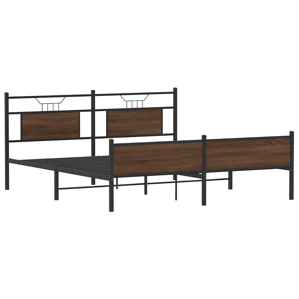 Super King Brown Oak Metal Bed Frame 180x200 cm