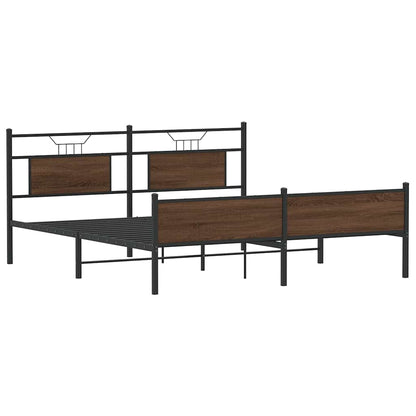 Super King Brown Oak Metal Bed Frame 180x200 cm