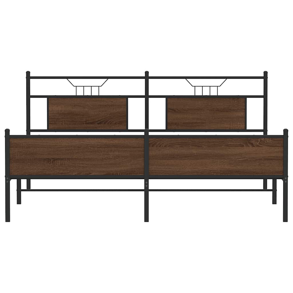 Super King Brown Oak Metal Bed Frame 180x200 cm