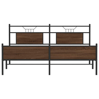 Super King Brown Oak Metal Bed Frame 180x200 cm