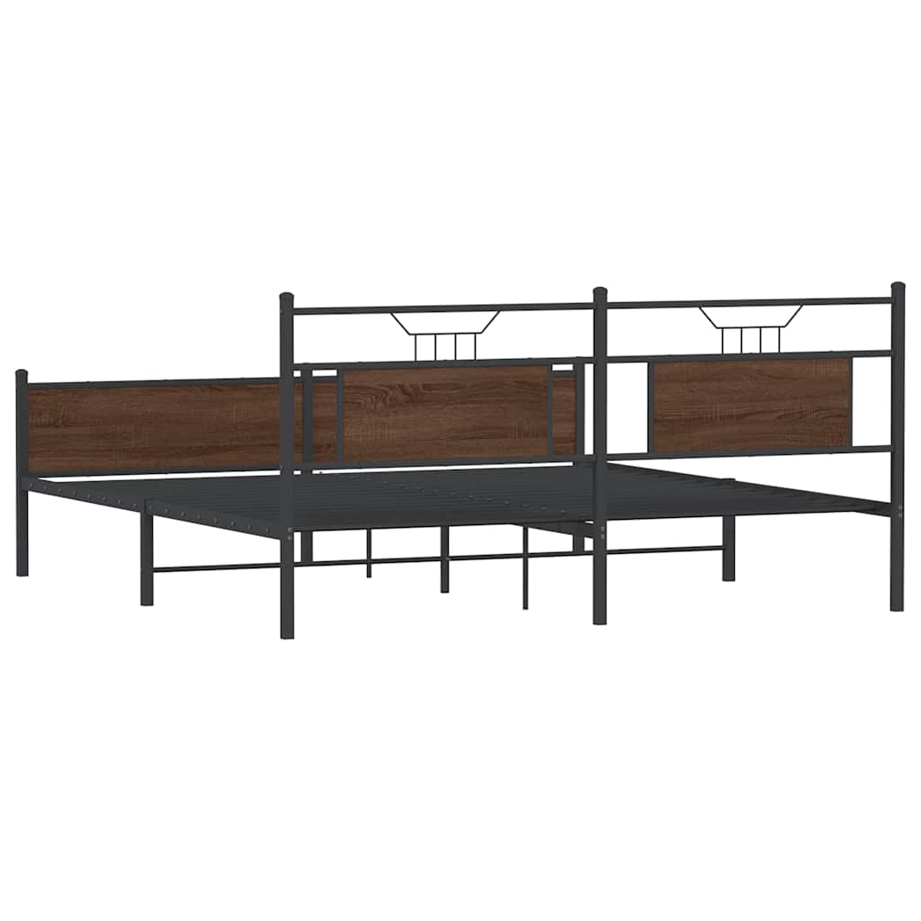 Super King Brown Oak Metal Bed Frame 180x200 cm