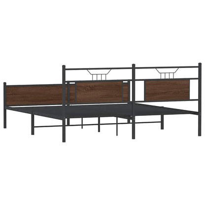 Super King Brown Oak Metal Bed Frame 180x200 cm