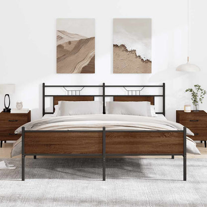 Super King Brown Oak Metal Bed Frame 180x200 cm
