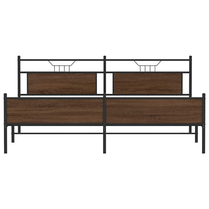 Metal Bed Frame without Mattress Brown Oak 193x203 cm