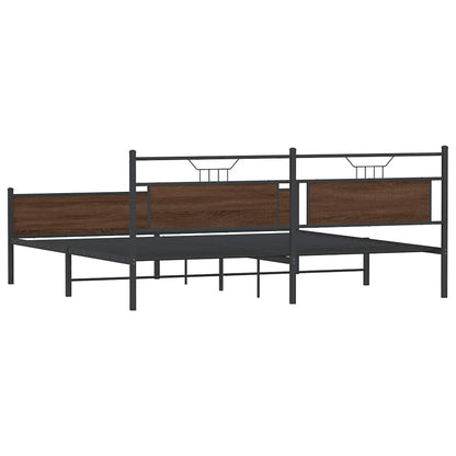 Metal Bed Frame without Mattress Brown Oak 193x203 cm