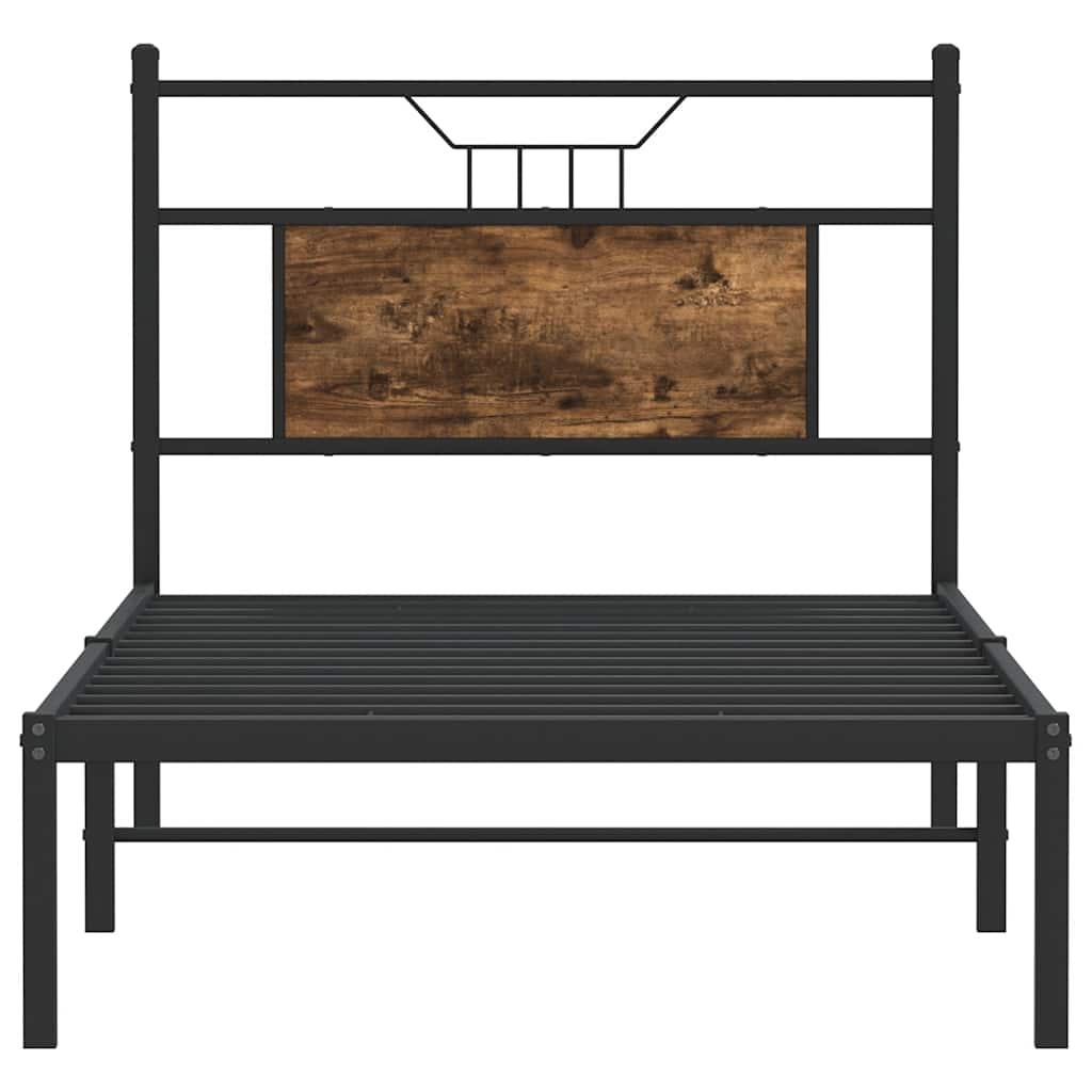 Smoked Oak Bed Frame 75x190 cm - Small Single Engineered Wood