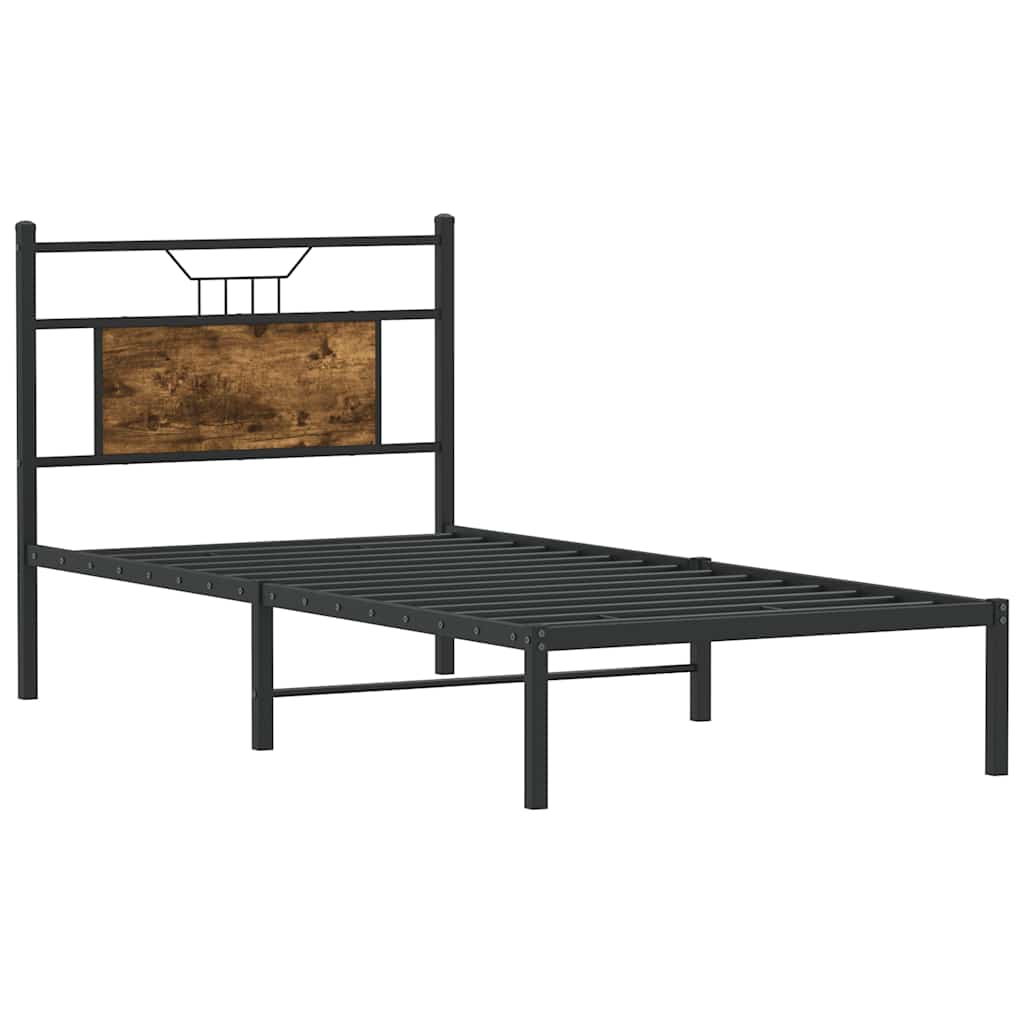 Smoked Oak 80x200 cm Engineered Wood Bed Frame - No Mattress