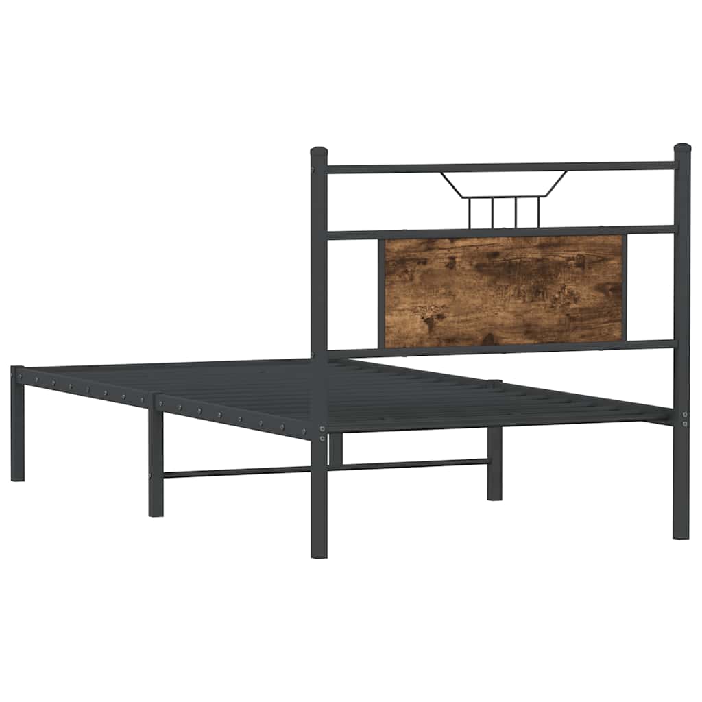 Smoked Oak Single Bed Frame 90x190 cm - Engineered Wood