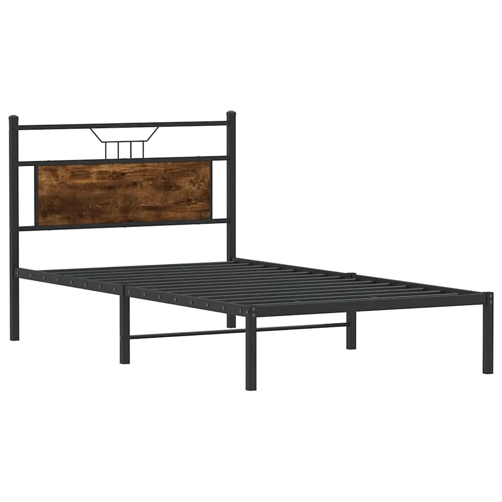 Smoked Oak Bed Frame - Engineered Wood 100x190 cm (No Mattress)