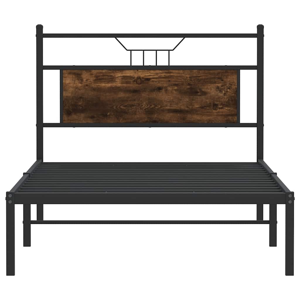 Smoked Oak Bed Frame - Engineered Wood 100x190 cm (No Mattress)