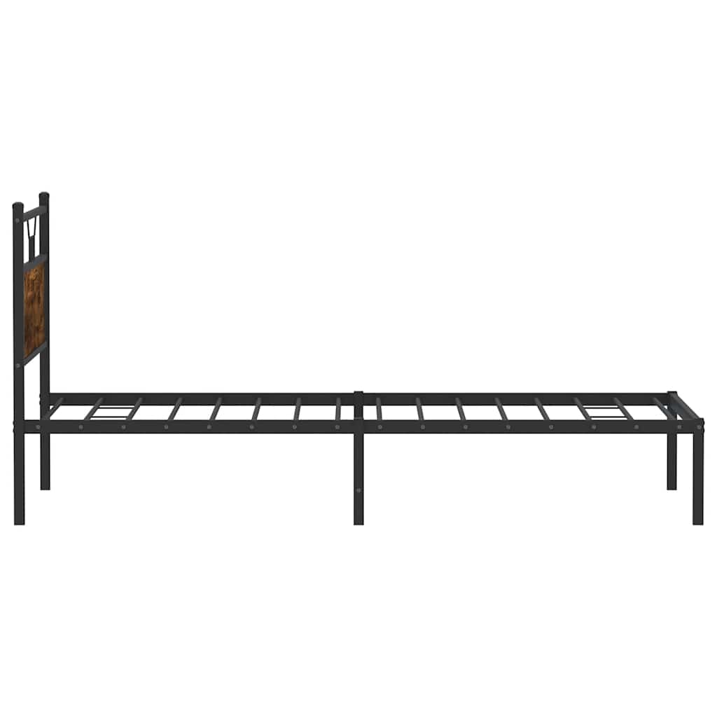 Smoked Oak Bed Frame - Engineered Wood 100x190 cm (No Mattress)