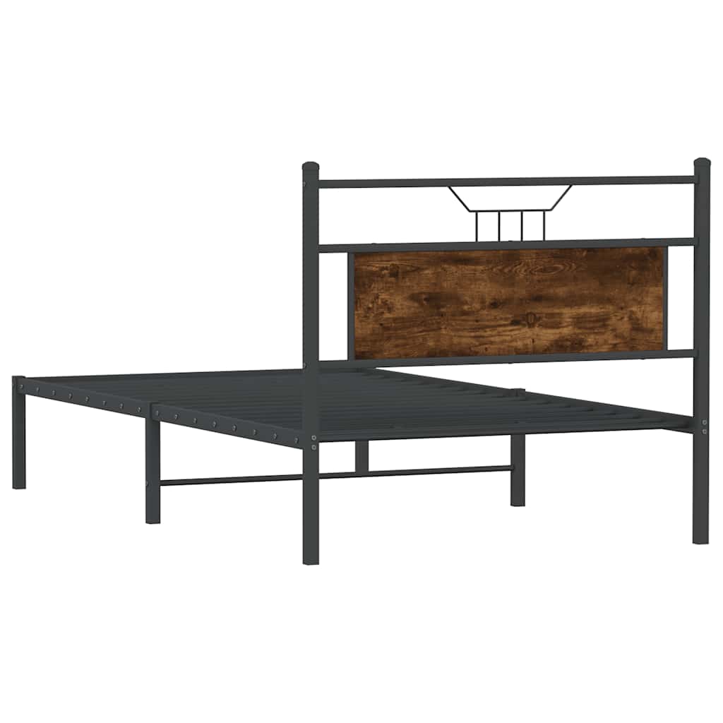 Smoked Oak Bed Frame - Engineered Wood 100x190 cm (No Mattress)