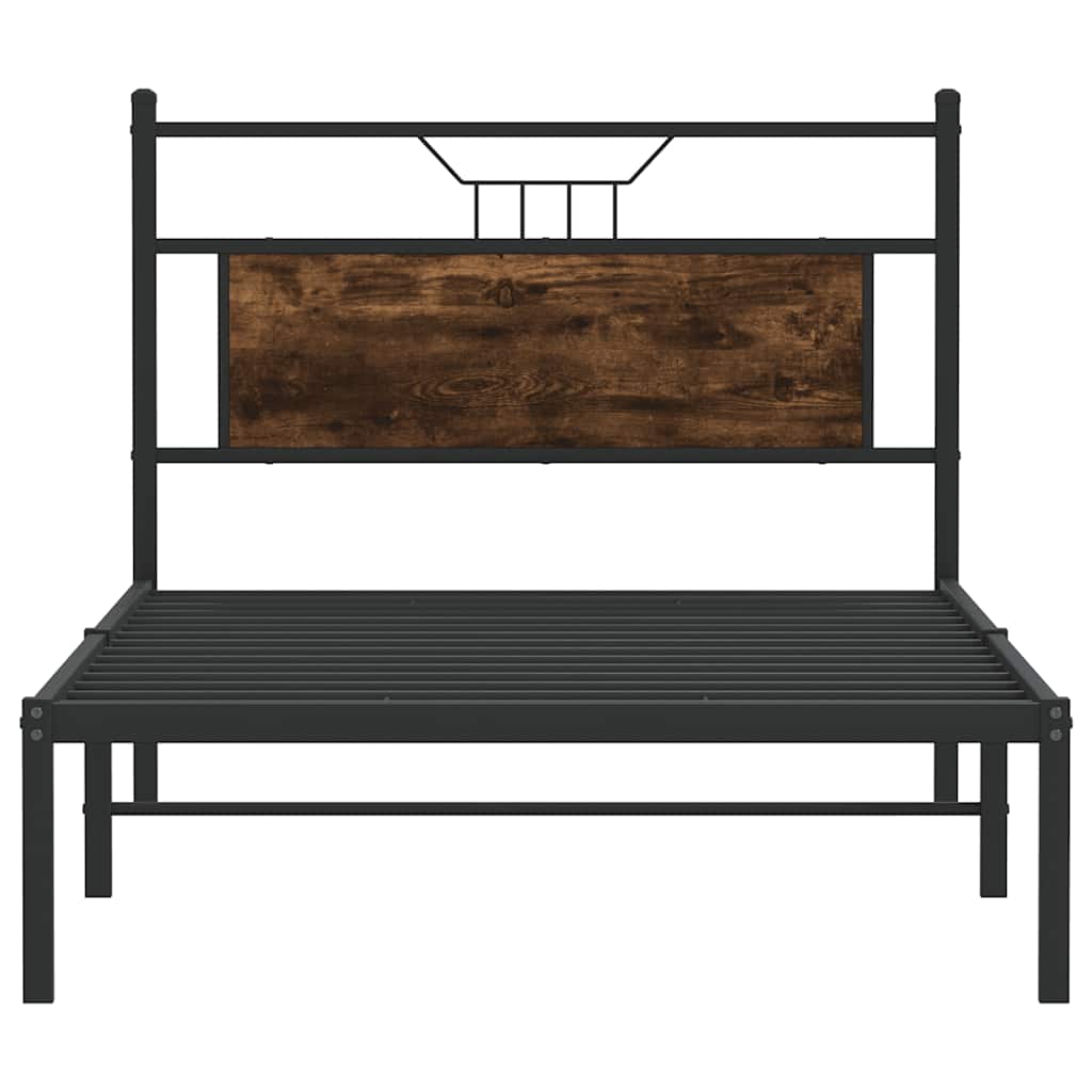 Smoked Oak Engineered Wood Bed Frame 100x200 cm - No Mattress