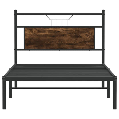 Smoked Oak Engineered Wood Bed Frame 100x200 cm - No Mattress