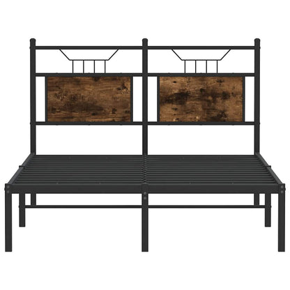 Bed Frame without Mattress Smoked Oak 120x190 cm Small Double Engineered Wood