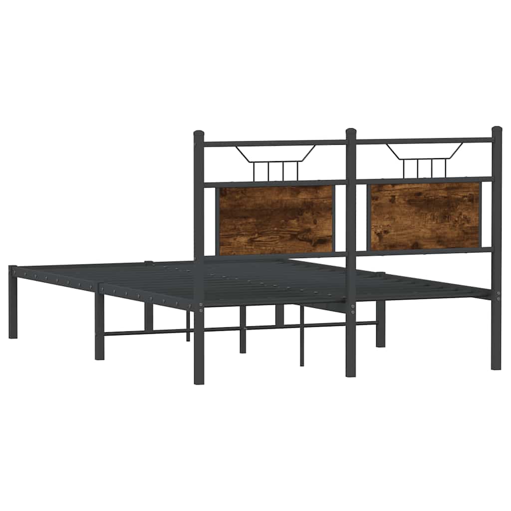 Bed Frame without Mattress Smoked Oak 120x190 cm Small Double Engineered Wood