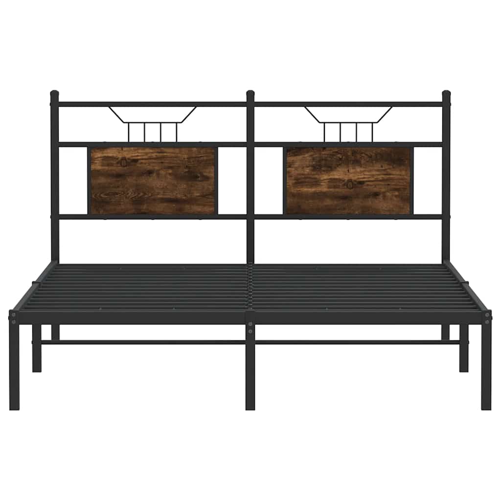 Smoked Oak Bed Frame 140x200 cm - Engineered Wood, No Mattress