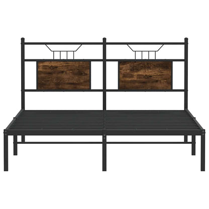 Smoked Oak Bed Frame 140x200 cm - Engineered Wood, No Mattress