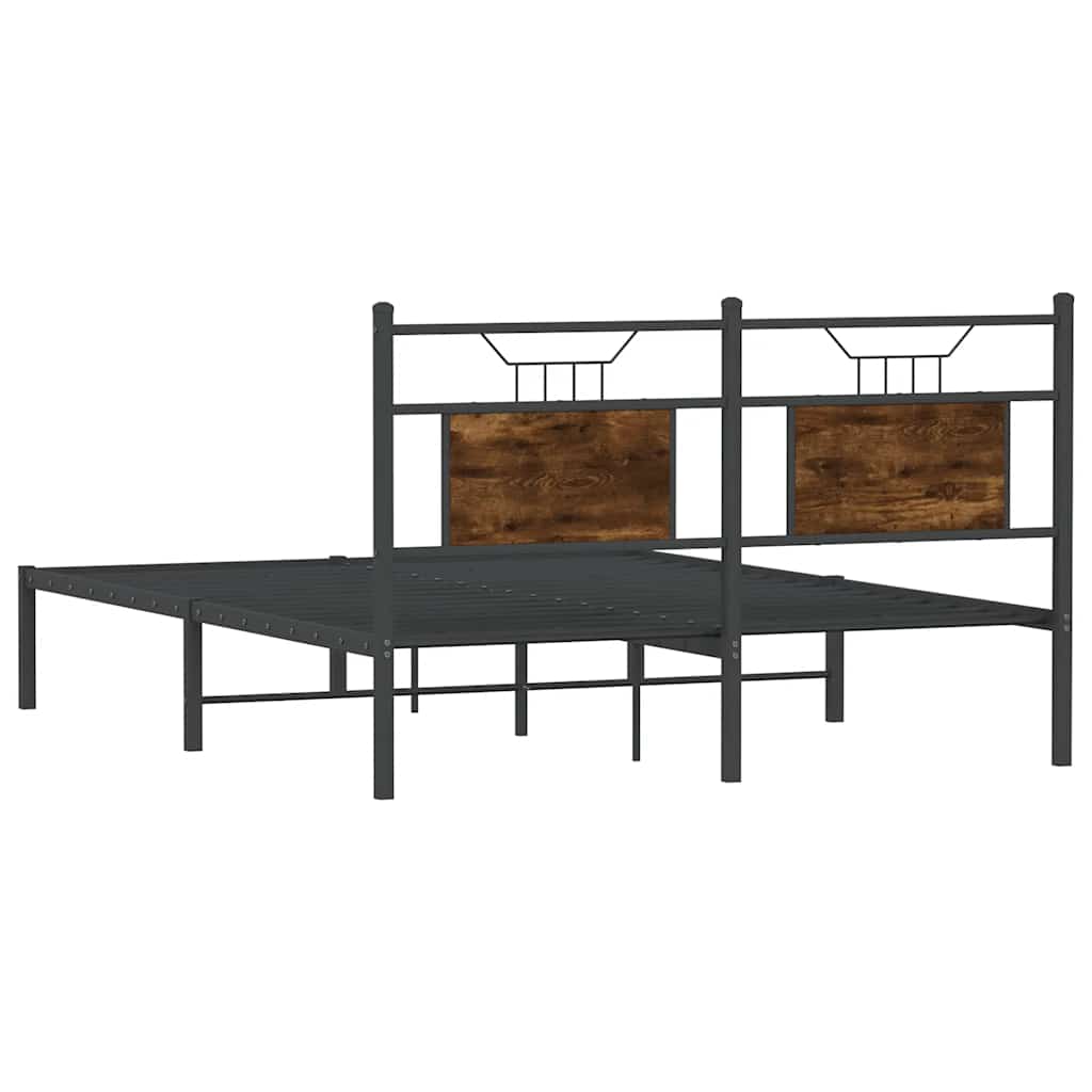 Smoked Oak Bed Frame 140x200 cm - Engineered Wood, No Mattress
