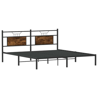 Smoked Oak 160x200cm Bed Frame, Engineered Wood, No Mattress