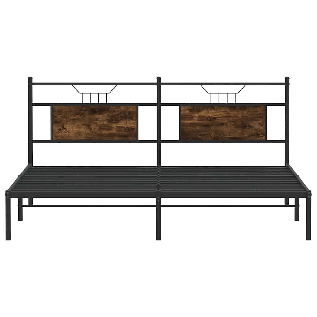 Smoked Oak 160x200cm Bed Frame, Engineered Wood, No Mattress