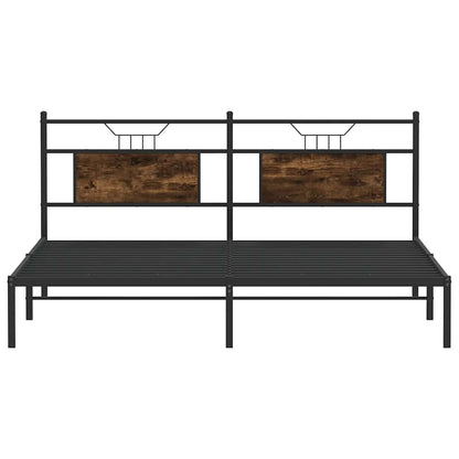 Smoked Oak 160x200cm Bed Frame, Engineered Wood, No Mattress