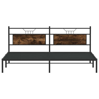 Smoked Oak Bed Frame 193x203 cm - Engineered Wood, No Mattress