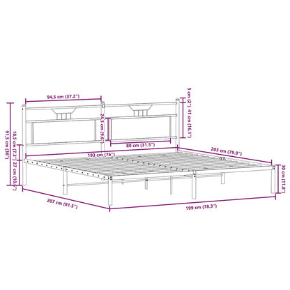 Smoked Oak Bed Frame 193x203 cm - Engineered Wood, No Mattress