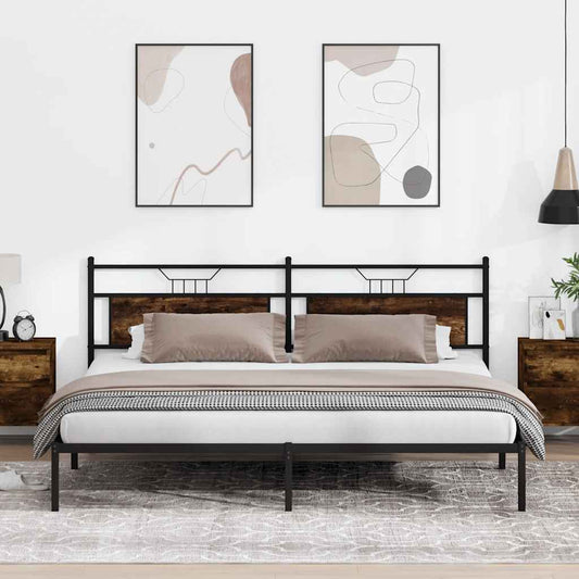 Smoked Oak Bed Frame 193x203 cm - Engineered Wood, No Mattress