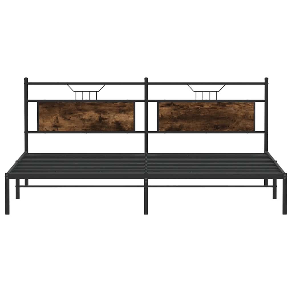 Smoked Oak Bed Frame 200x200 cm - Engineered Wood, No Mattress